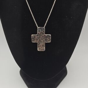 Silpada Oxidized Hammered Sterling Silver Cross Pendant Necklace